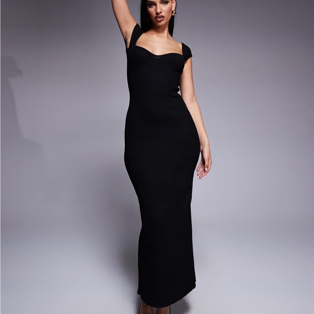 Princess Polly Black Bodycon Maxi Dress Sweetheart Neckline